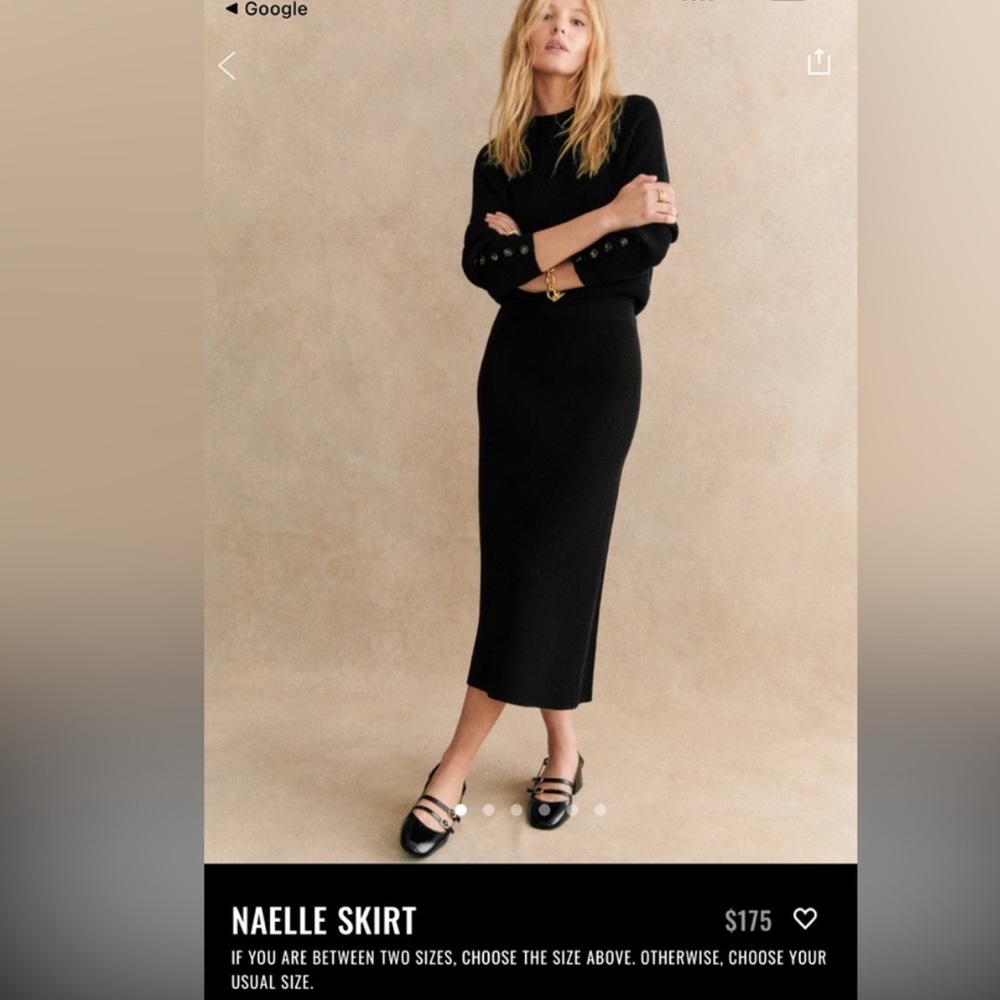 Sezane Black Naelle Midi Skirt, M